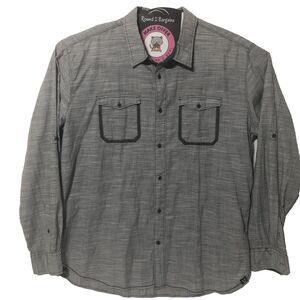 Quilted Giraffe Shirt Mens 2XL Gray Button Up Long Sleeve 100% Cotton